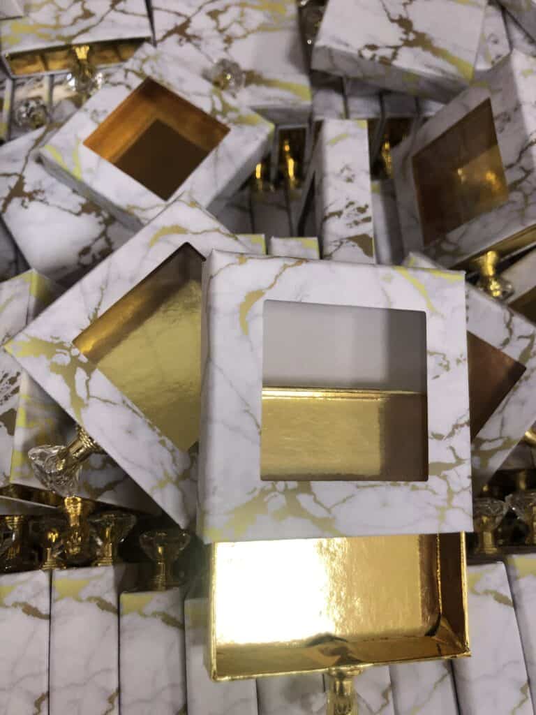 Square Gold Marble Custom Eyelash Packaging