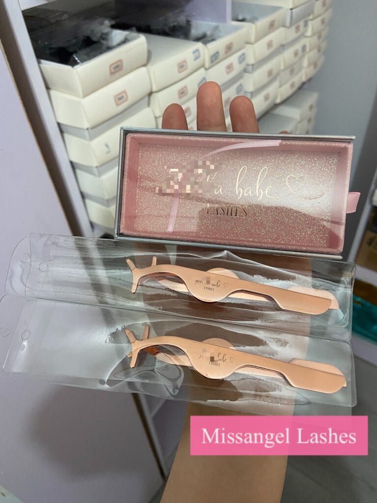 Custom Pink Glitter Eyelash Packaging and Mink Lash Tweezers
