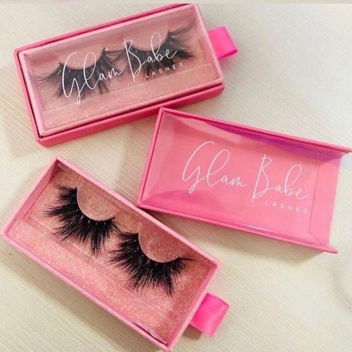 pink slide out eyelash packaging boxes