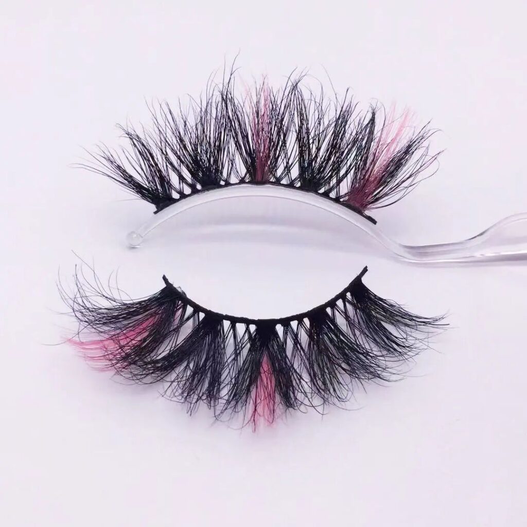 color mink lashes pink color mink eyelash